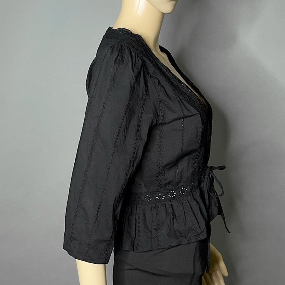 A.N.A. Black Top with Eyelets Front Tie Closure Size Small - Picture 4 of 15
